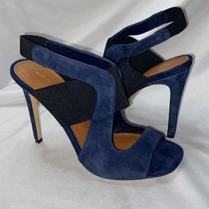 Saks Fifth Avenue Blue Suede Leather Heels